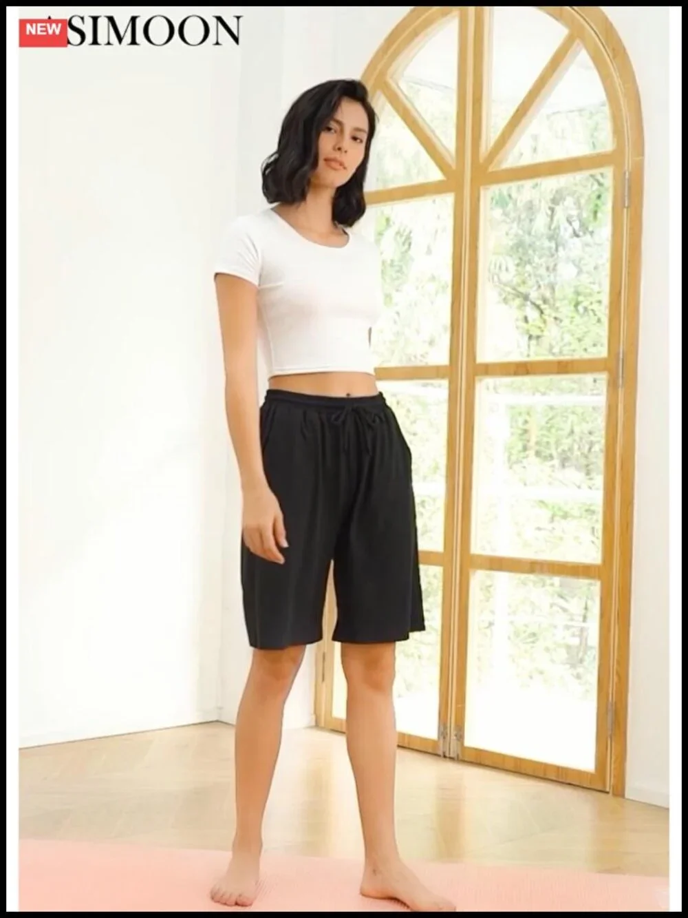 Women's Bermuda Shorts with Pockets Loose Athletic Lounge Yoga Running Casual